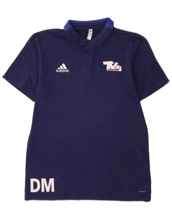 Adidas Mens Climalite Graphic Polo Shirt Grande Azul Marinho Colorblock Algodão