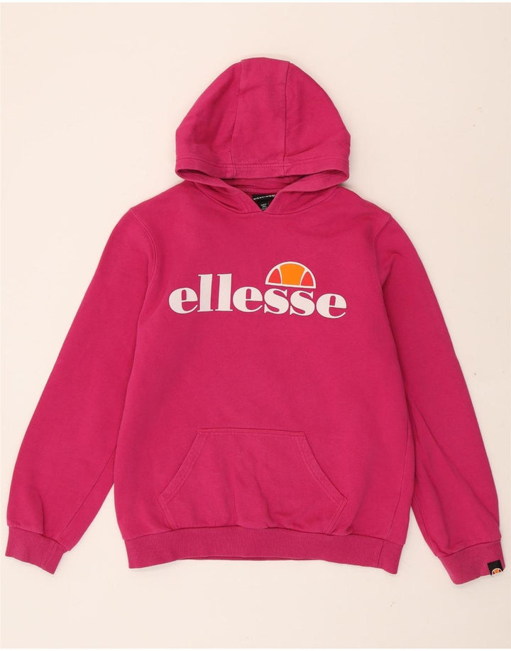ELLESSE Boys Graphic Hoodie Jumper 13-14 Years Pink Cotton Vintage Ellesse and Second-Hand Ellesse from Messina Hembry 