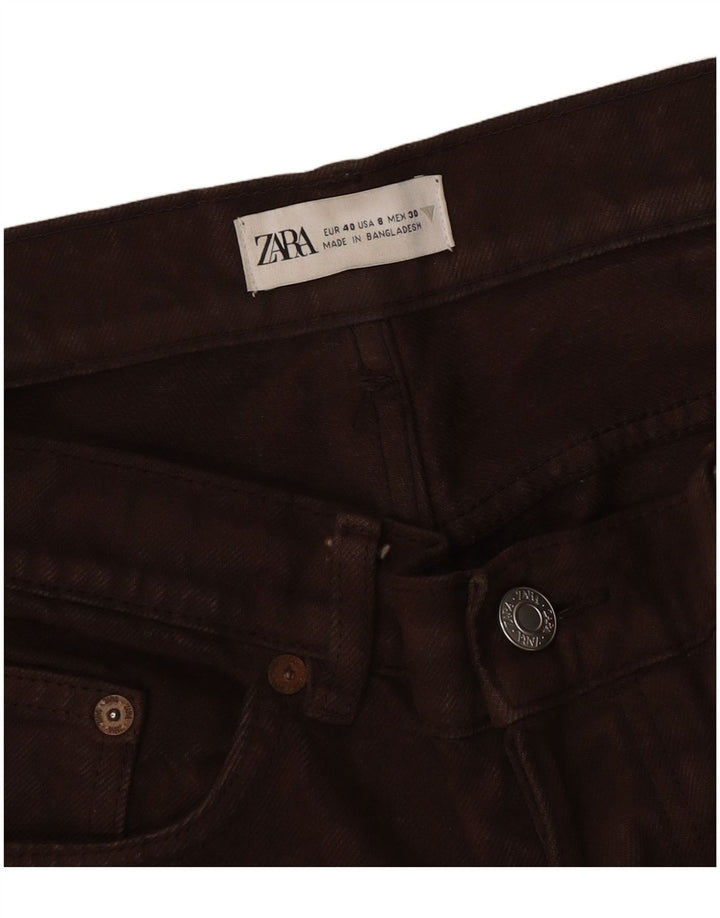 Zara Jeans feminino de cintura alta reta EU 40 médio W30 L28 marrom