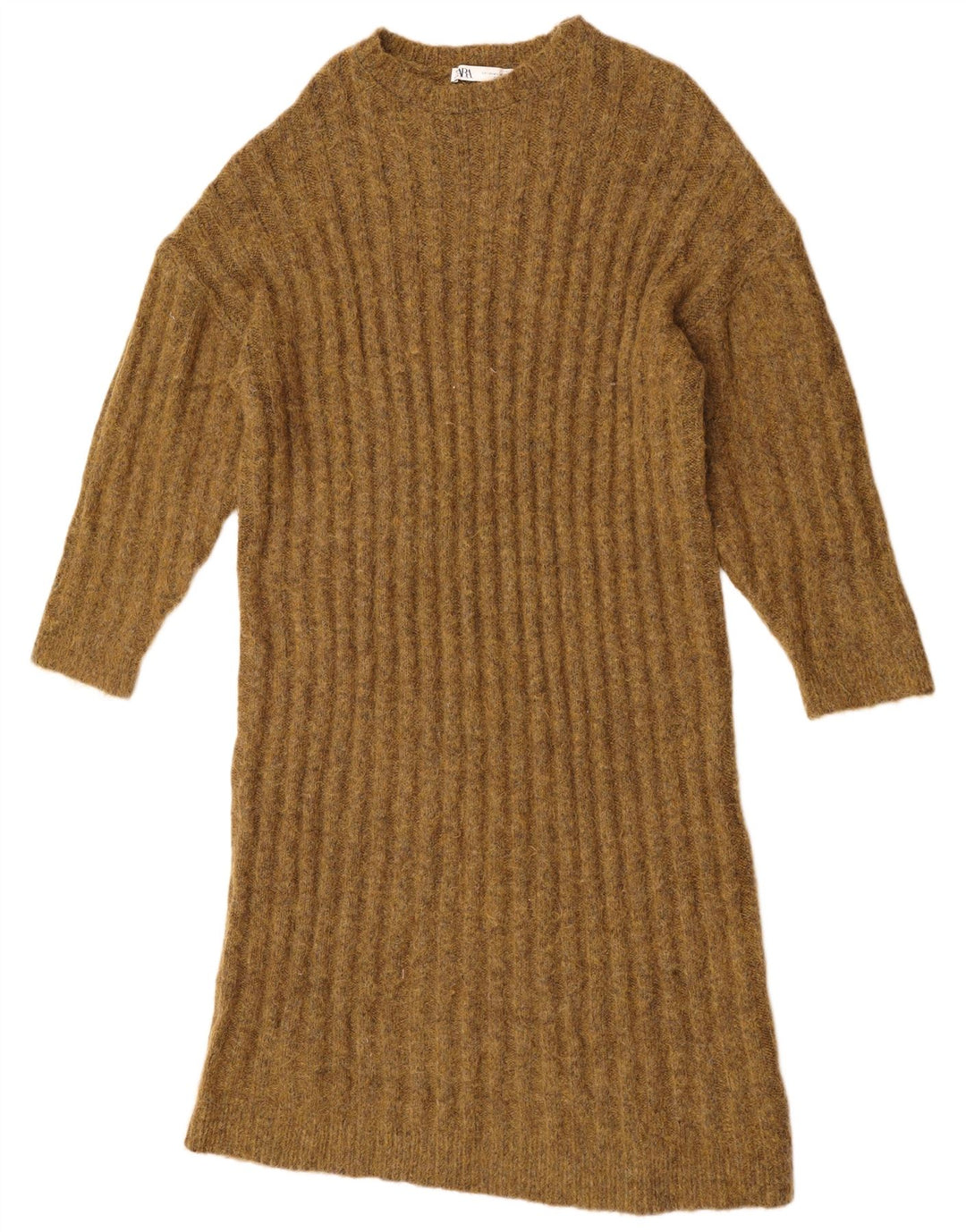 ZARA Vestido feminino oversized, Reino Unido 14, médio, cáqui, nylon