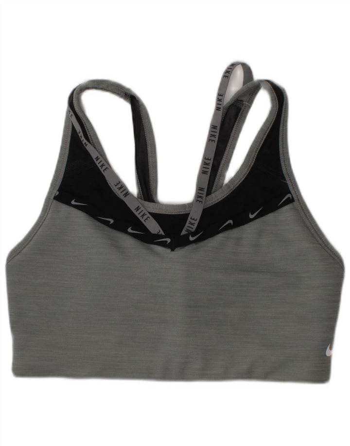 Top de sutiã esportivo gráfico feminino Nike pequeno cinza esportivo