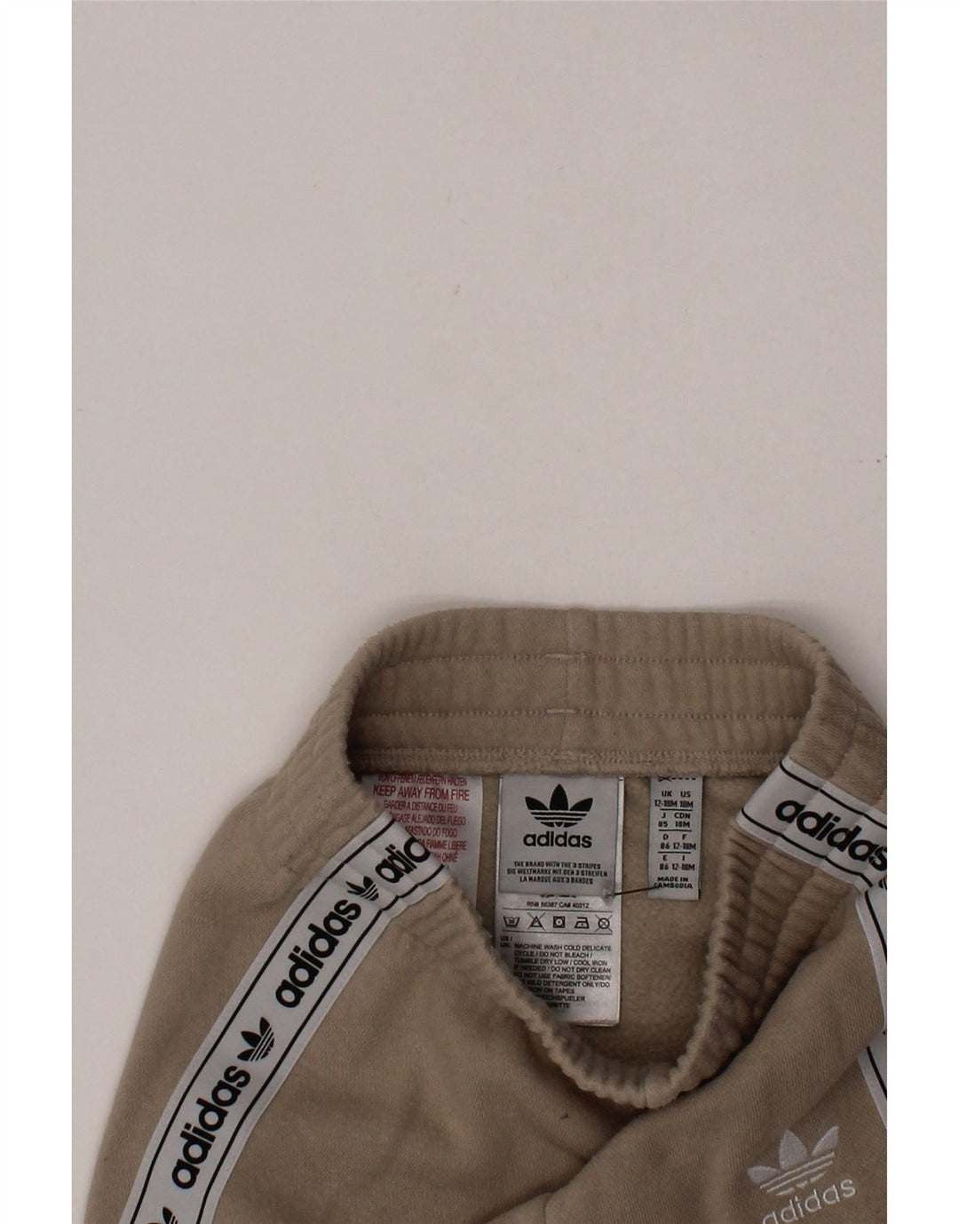 ADIDAS Calças de treino para meninos com estampa gráfica 12-18 meses bege