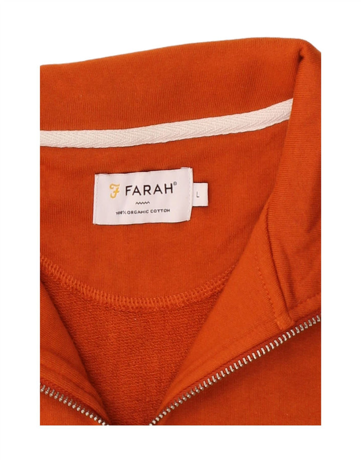 Moletom masculino FARAH com zíper e gola grande em bloco colorido laranja