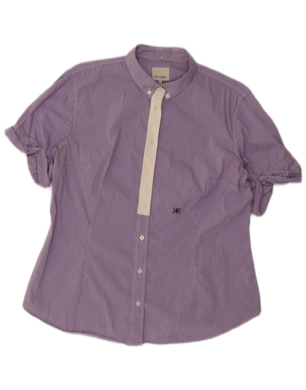 Camisa feminina de manga curta Henry Cottons IT 48 XL roxo guingão