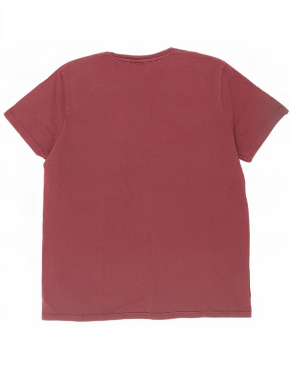 Alpha Industries Mens Graphic T-Shirt Top Medium Burgundy Cotton