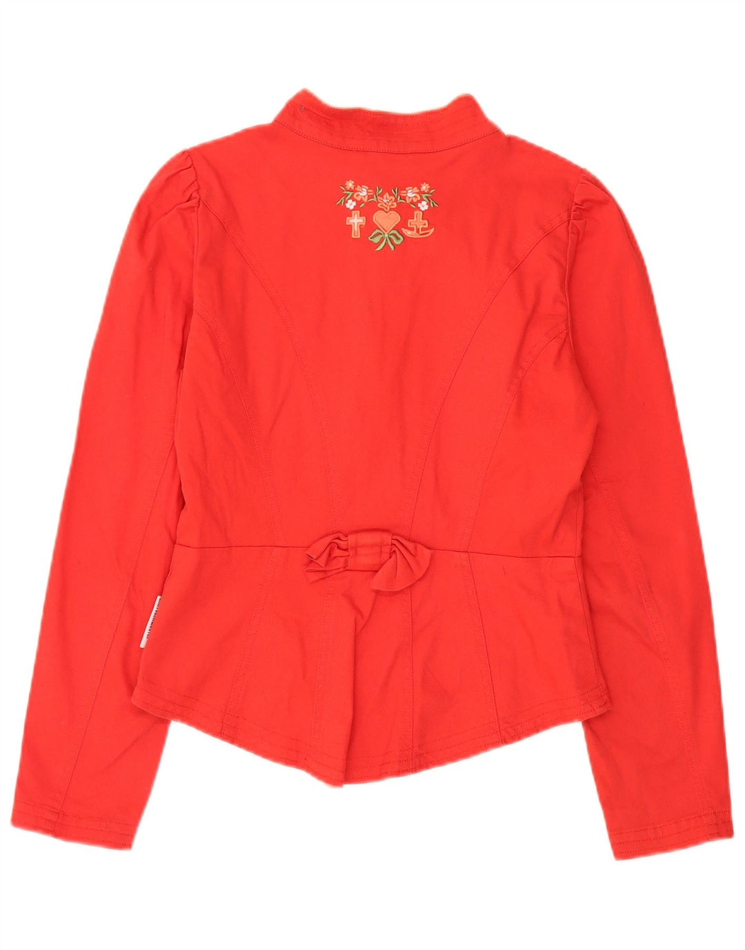 Jaqueta blazer feminina vintage de 6 botões Reino Unido 12 algodão vermelho médio