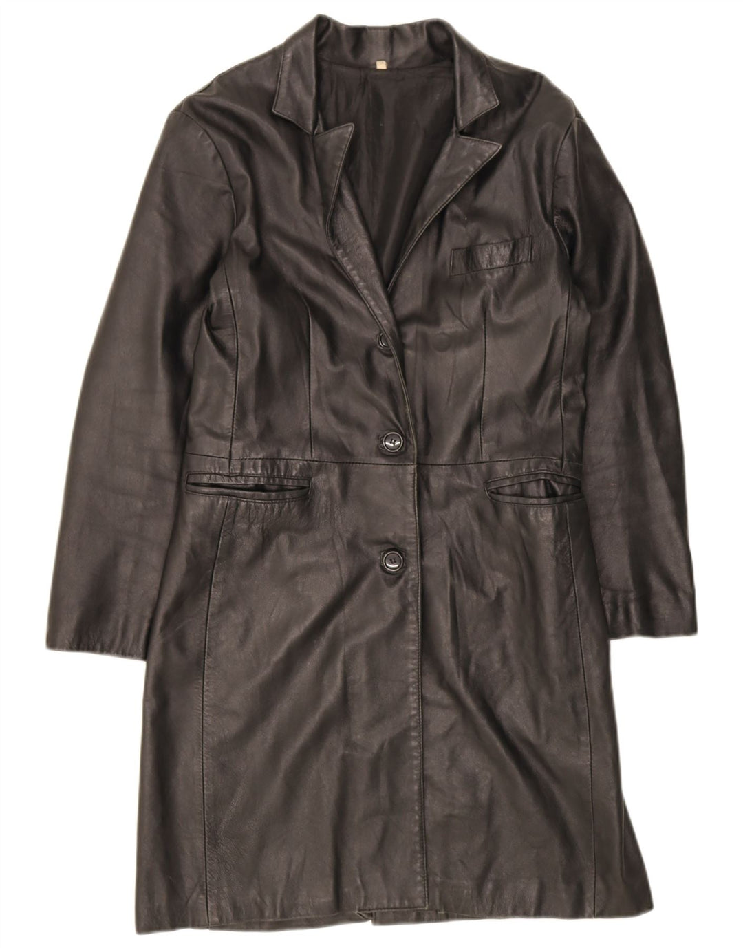 Casaco de couro feminino vintage UK 18 XL couro preto