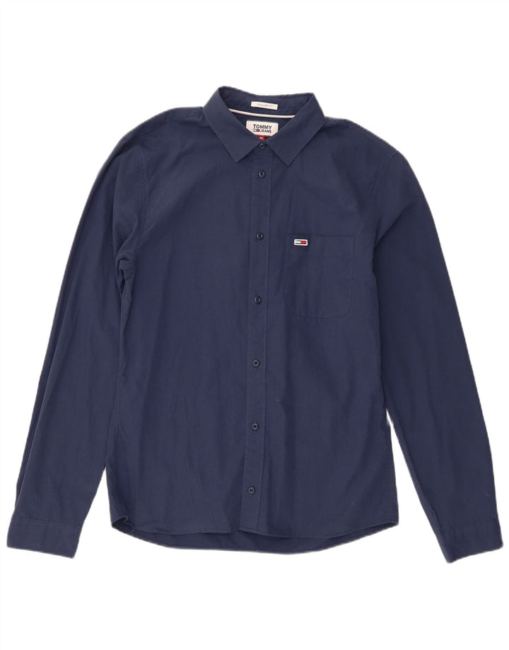 Camisa masculina Tommy Hilfiger Regular Fit média azul marinho
