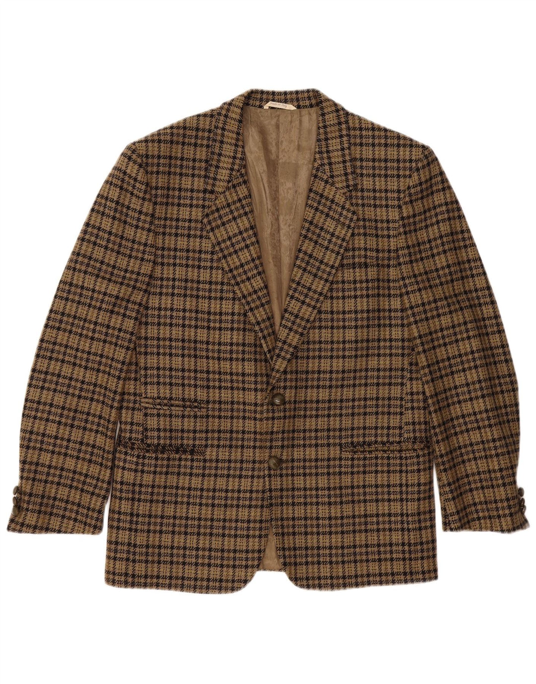 Jaqueta blazer masculina Luigi Botto com 2 botões UK 40 grande marrom houndstooth lã