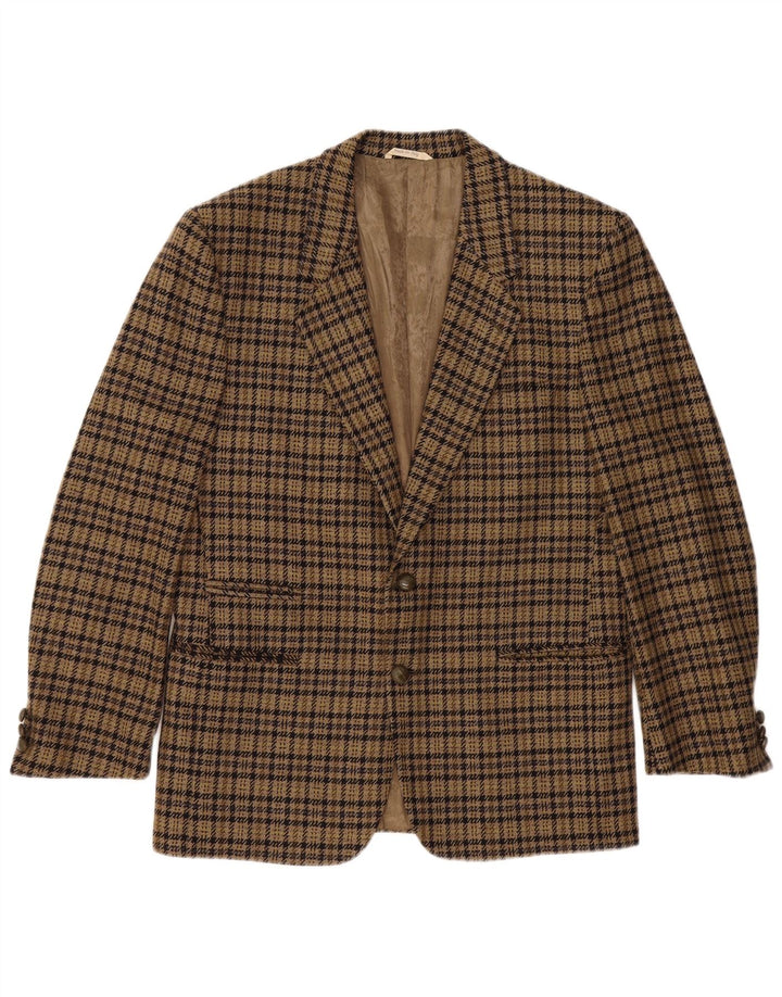 Jaqueta blazer masculina Luigi Botto com 2 botões UK 40 grande marrom houndstooth lã