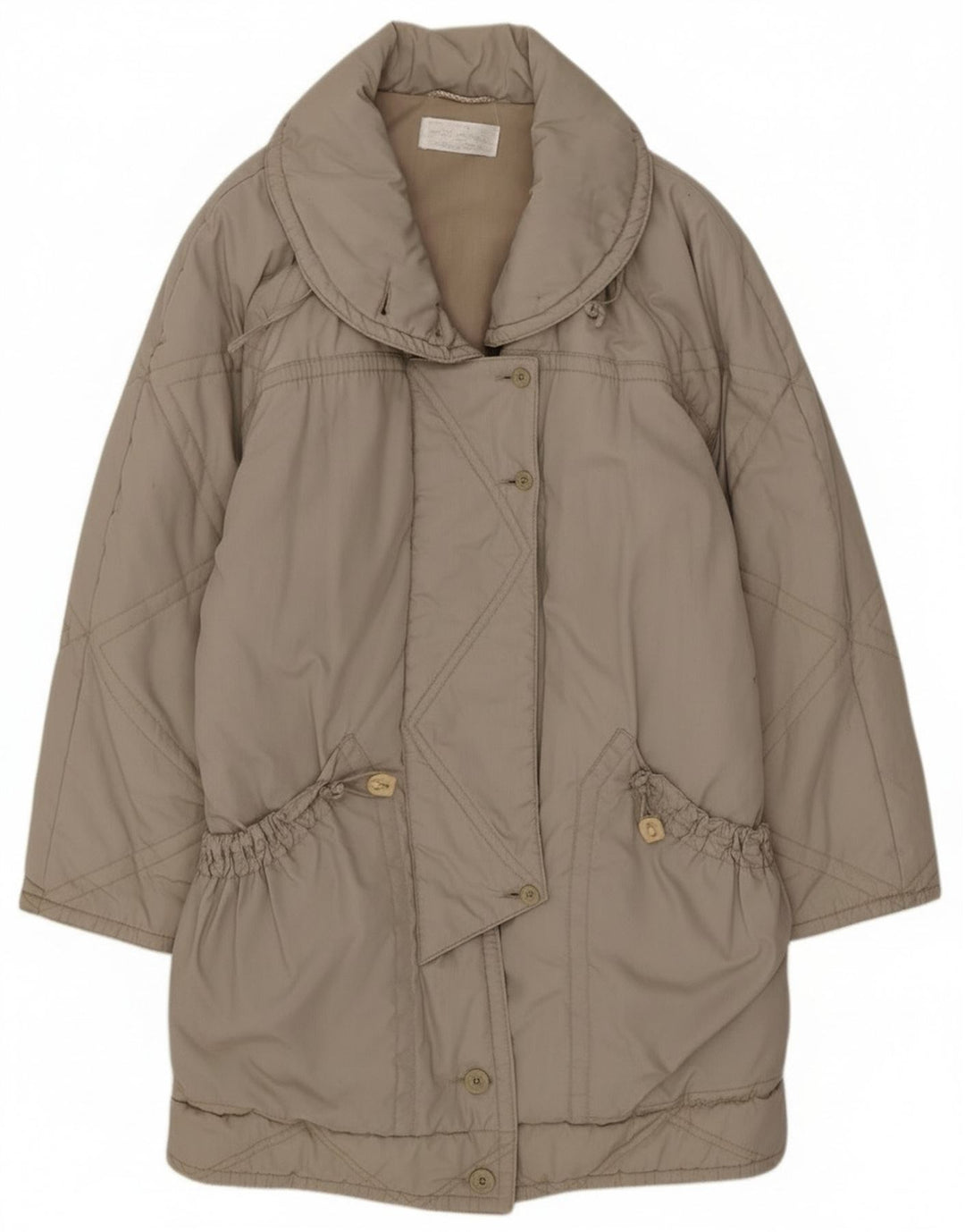 Sobretudo oversized feminino vintage EU 40 poliéster bege médio