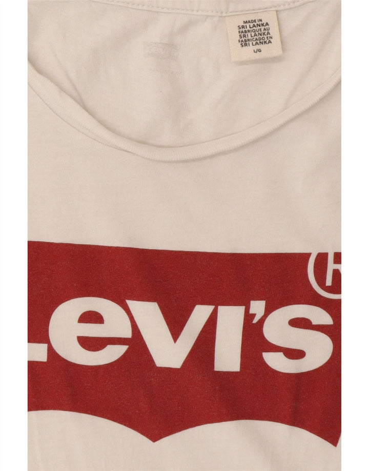Camiseta feminina gráfica LEVI'S UK 14 grande branca