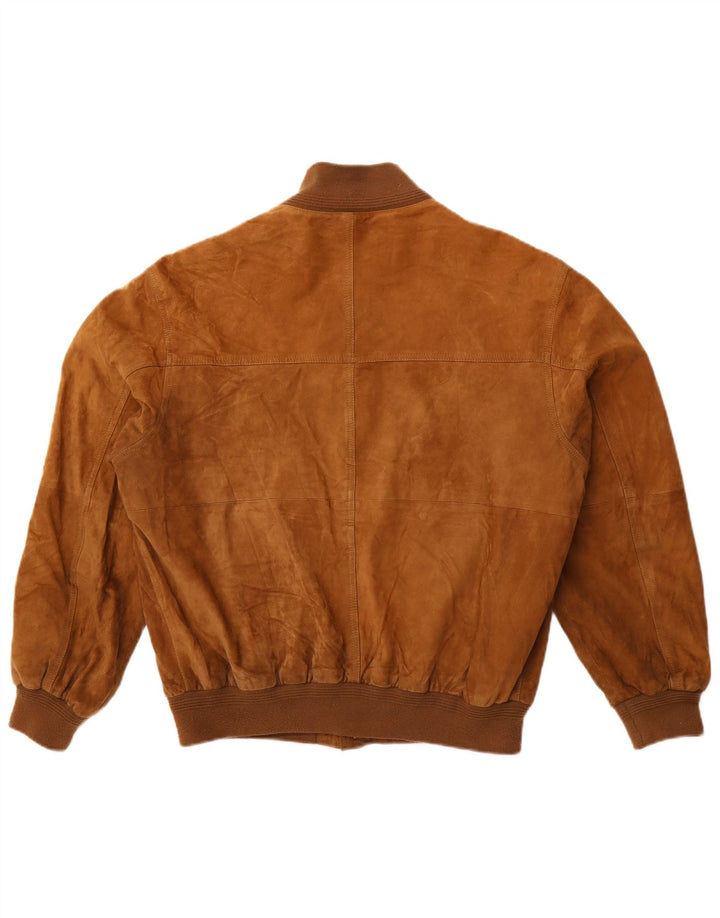 Jaqueta bomber masculina VINTAGE de camurça IT 50 grande couro bege