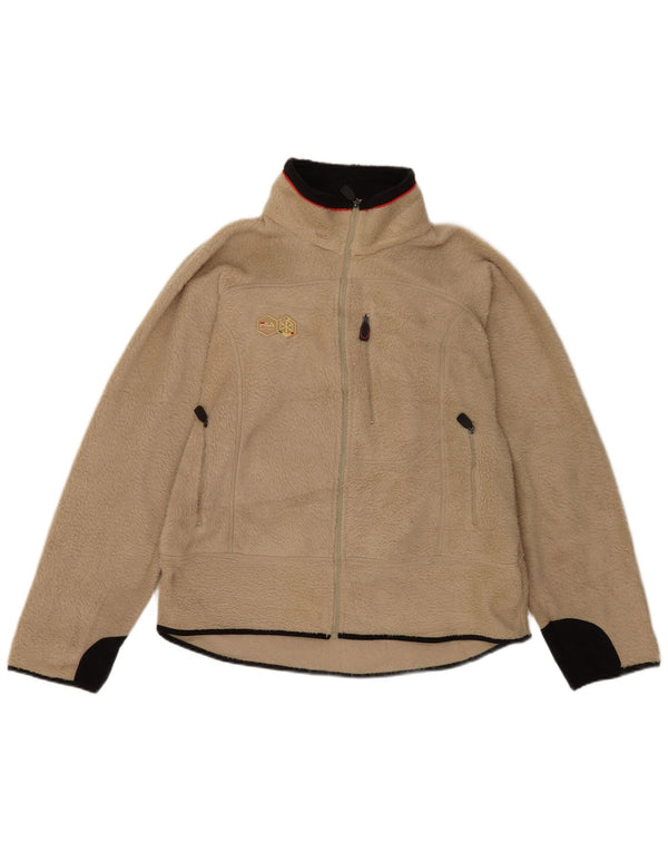 Fila Mens Fleece Jacket UK 40 Grande Poliéster Colourblock Bege