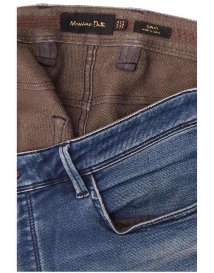 Jeans Slim Masculino Massimo Dutti EU 44 Grande W34 L32 Azul