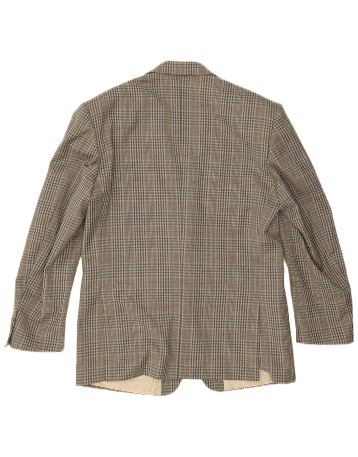 Jaqueta blazer masculina Prandina com 2 botões Reino Unido 40 grande verde houndstooth nova lã