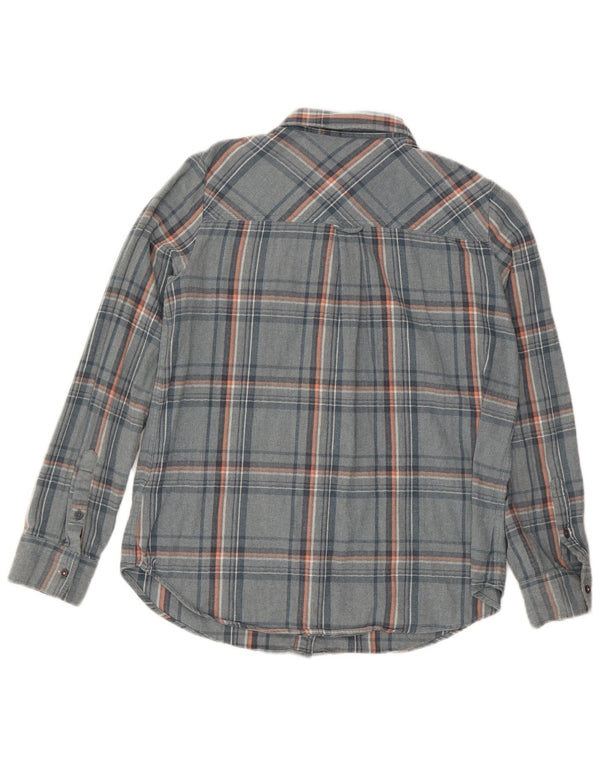 Camisa de flanela feminina Fat Face Reino Unido 14 grande algodão xadrez azul