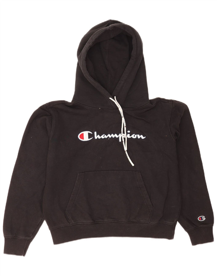 Champion masculino gráfico regular fit moletom com capuz pequeno preto