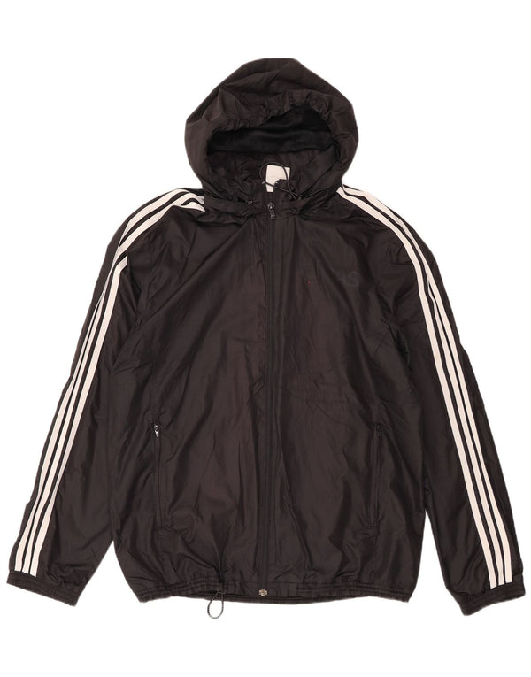 Adidas Mens Hooded Rain Jacket UK 38 Médio Preto Poliéster