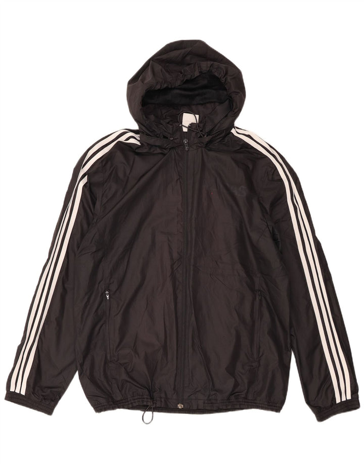 Adidas Mens Hooded Rain Jacket UK 38 Médio Preto Poliéster