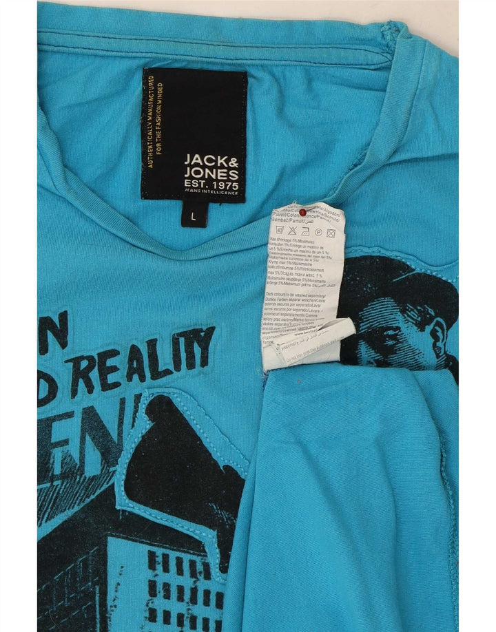 Camiseta masculina Jack & Jones Baltimore Graphic Top grande algodão azul
