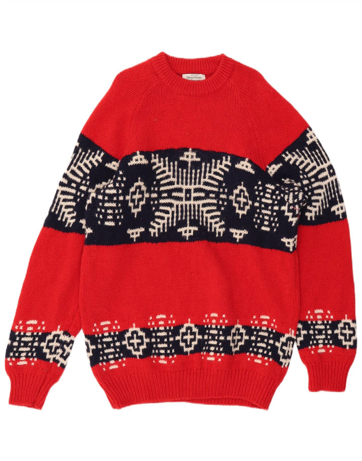 Suéter masculino BENETTON com gola canoa médio vermelho Fair Isle Wool