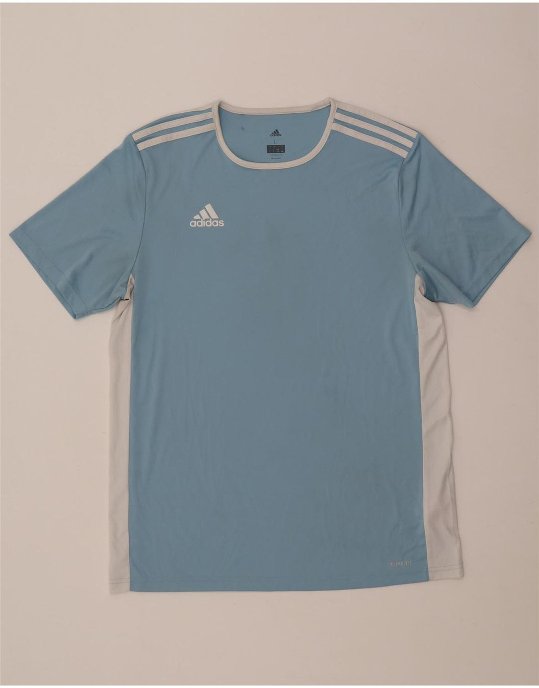 Adidas Mens Climalite Camiseta Top Grande Azul Colorblock Poliéster