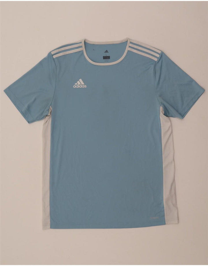 Adidas Mens Climalite Camiseta Top Grande Azul Colorblock Poliéster