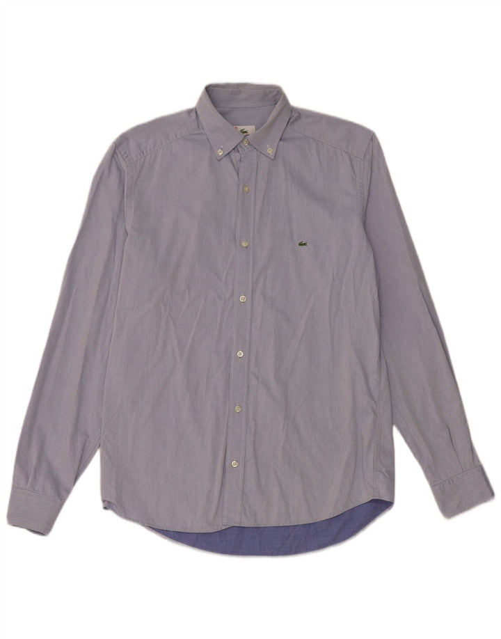 Camisa masculina Lacoste tamanho 39 algodão listrado azul pequeno