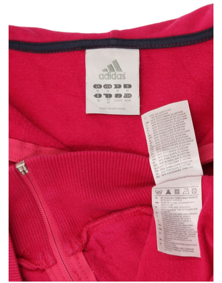 Suéter adidas feminino com capuz e zíper UK 14 médio algodão rosa