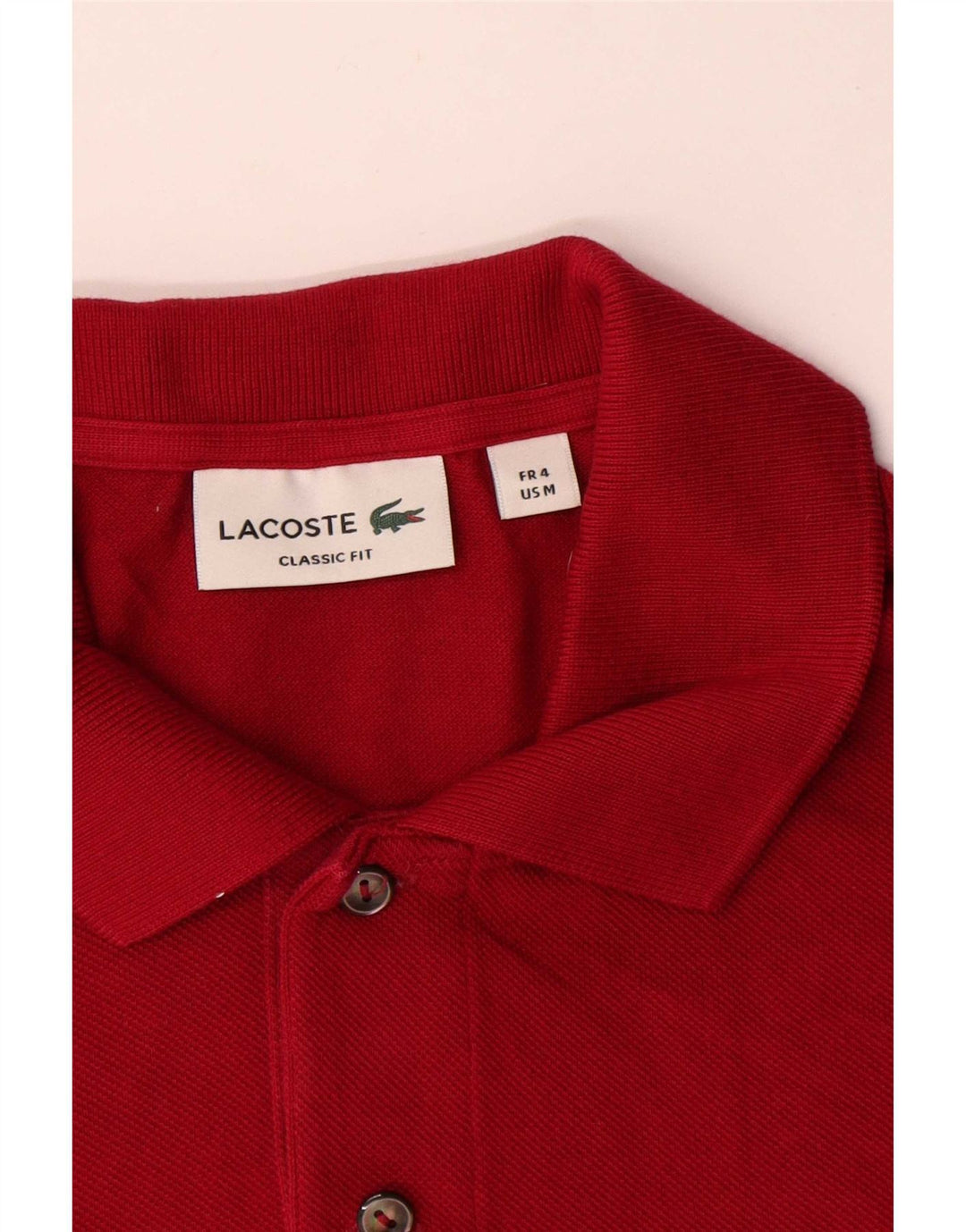 Camisa polo masculina Lacoste Classic Fit tamanho 4 médio algodão vermelho