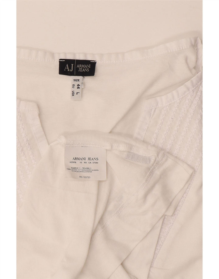 Blusa feminina Armani Jeans UK 16 grande algodão branco
