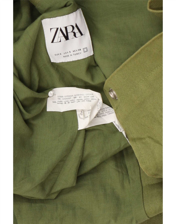 Zara Mens Bomber Jacket UK 36 Pequeno Algodão Verde