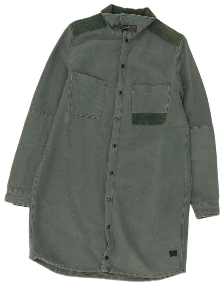 Camisa jeans masculina G-Star pequena de algodão verde