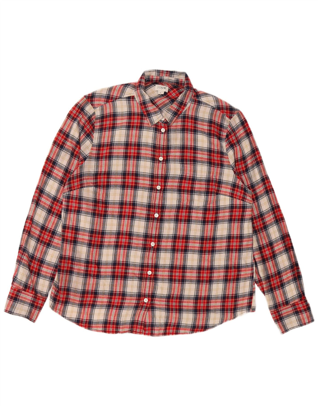 Camisa feminina de flanela J. CREW Reino Unido 16 grande algodão xadrez vermelho