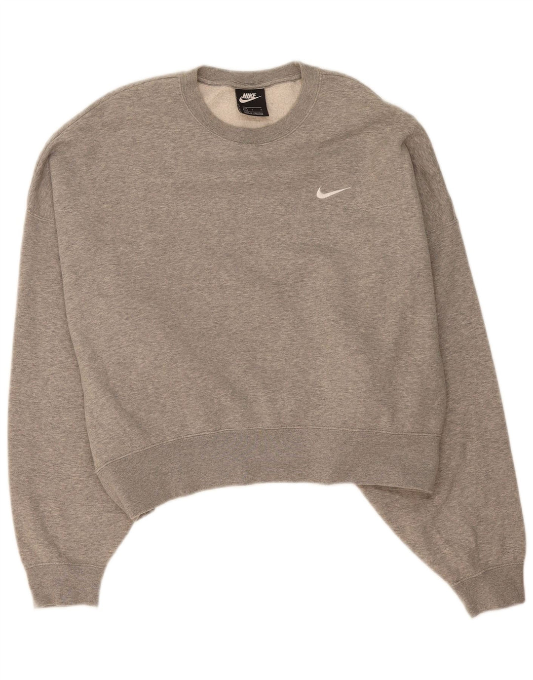 NIKE Womens Oversized Crop Sweatshirt Jumper UK 16 Grande Cinza Algodão