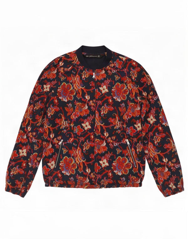 Jaqueta bomber Trafaluc feminina Zara Reino Unido 12 poliéster paisley azul marinho médio