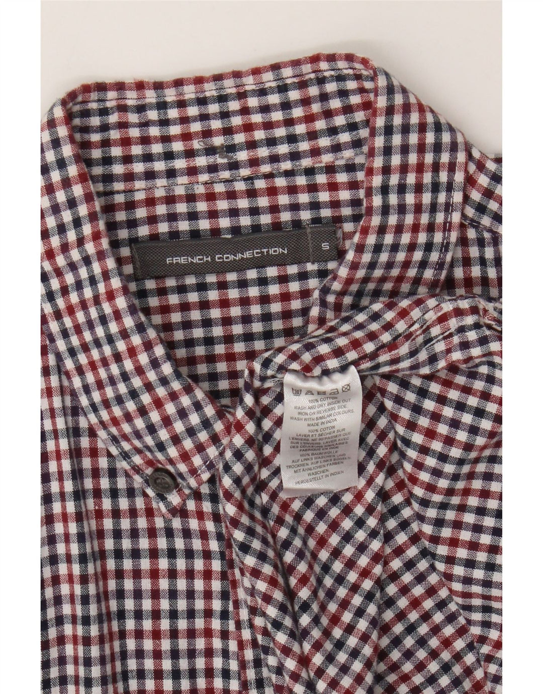 Camisa masculina French Connection pequena algodão guingão multicolorido
