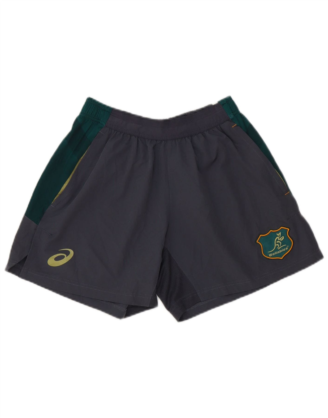 Shorts esportivos masculinos Asics Wallabies pequeno cinza Colourblock poliéster