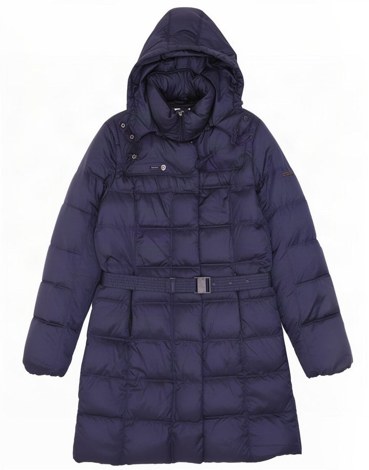 Casaco acolchoado grande com capuz feminino Geox UK 10 pequeno poliéster azul marinho