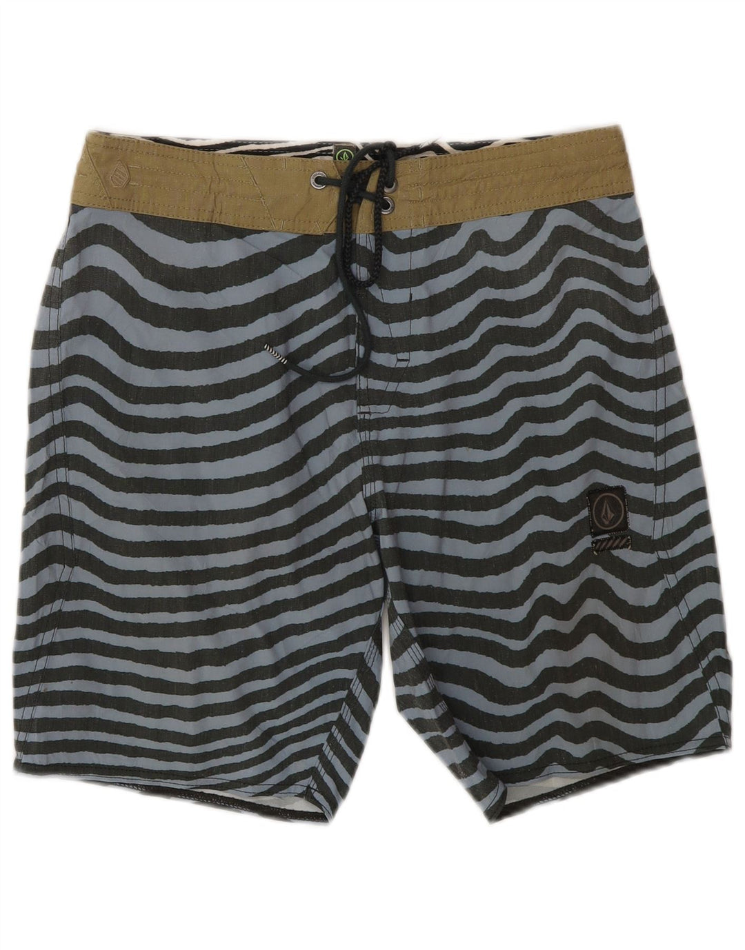 Shorts de natação masculino Volcom pequeno listrado cinza
