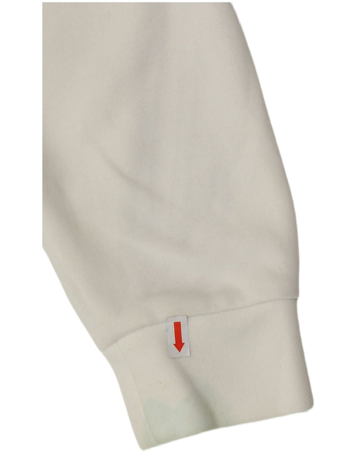 ADIDAS Womens Zip Hoodie Sweater UK 4/6 XS Branco Algodão