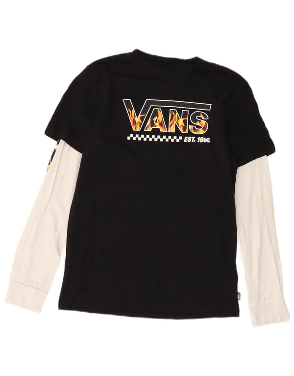VANS Boys Graphic Top manga comprida 13-14 anos XL preto colorblock