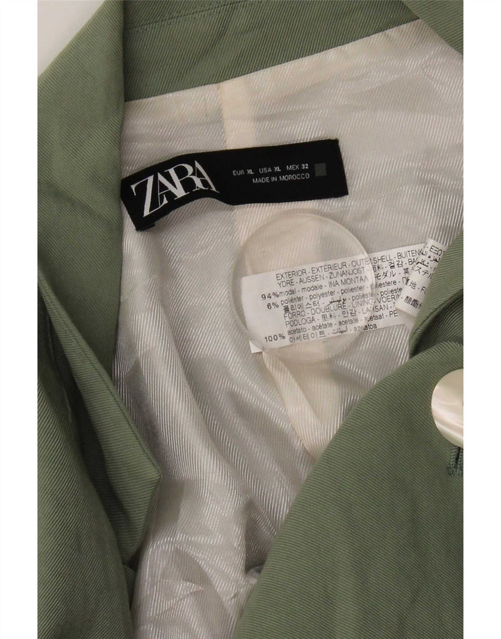 Jaqueta blazer feminina Zara com 1 botão UK 18 XL verde modal