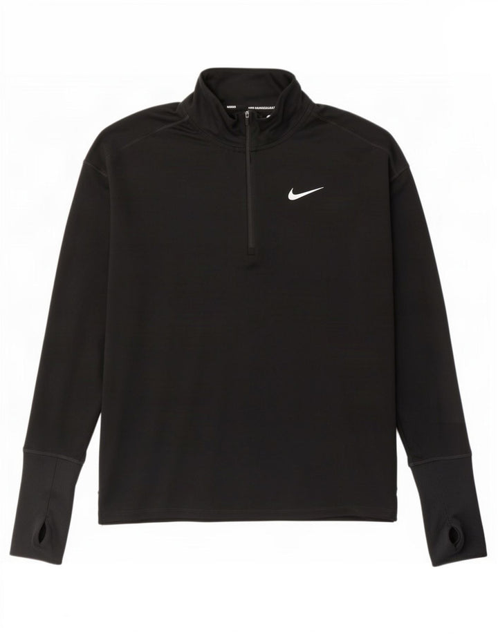 Nike Mens Dri Fit Zip Neck Pullover Treino Top Pequeno Preto
