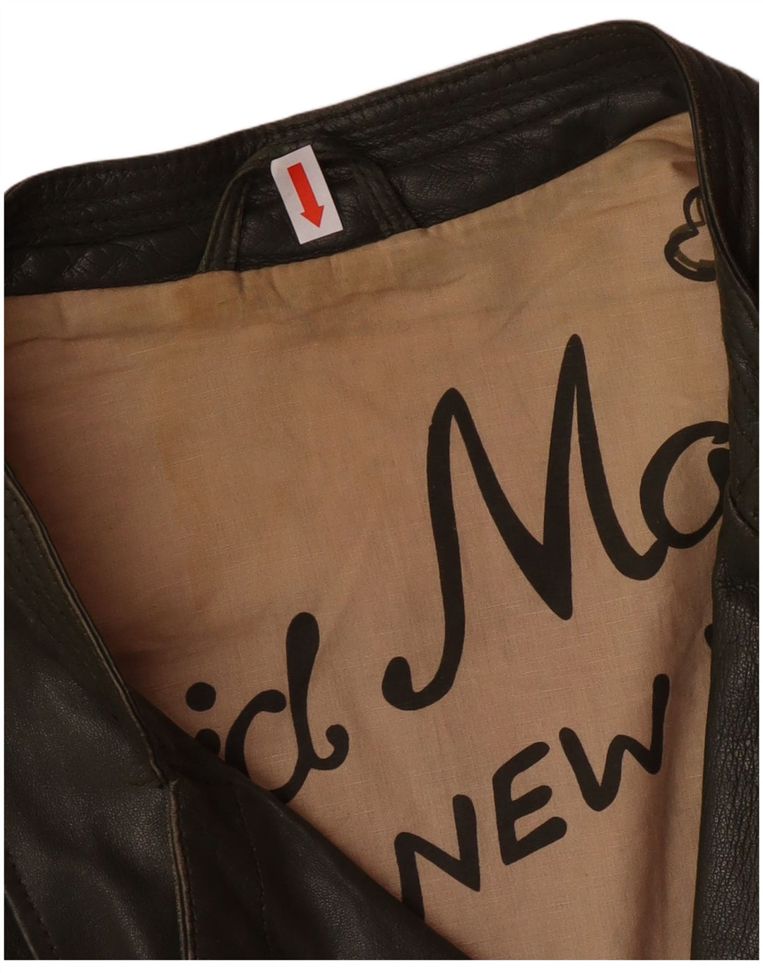 Jaqueta feminina Crop Biker DAVID MOORE Reino Unido 16 grande couro verde colorblock