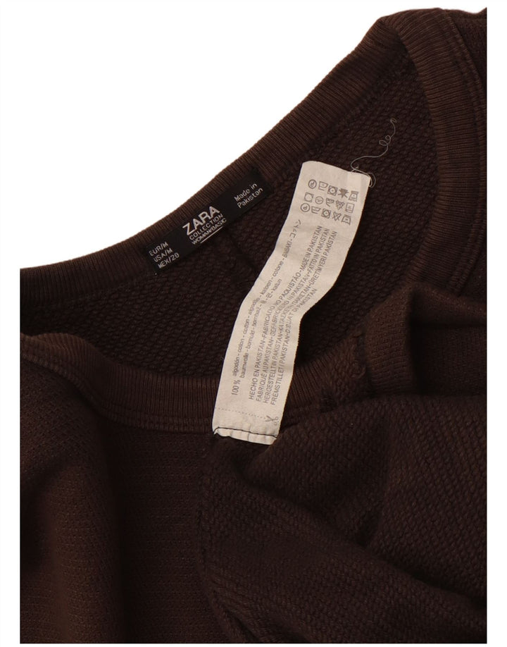 Vestido camiseta feminino grande Zara Reino Unido 14 algodão marrom médio