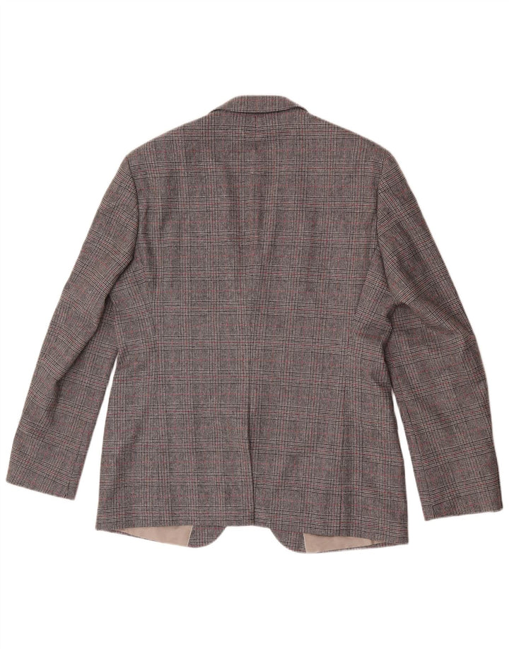 Hugo Boss Mens 2 Button Blazer Jacket UK 54 2XL Grey Houndstooth