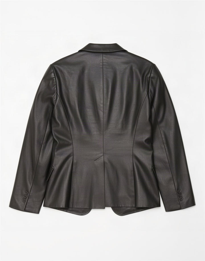 Jaqueta blazer feminina de couro sintético com 1 botão Zara EU 40 algodão preto médio