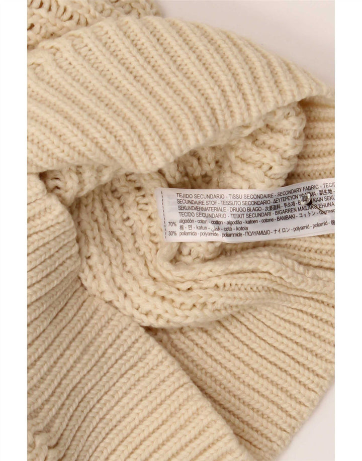 Suéter feminino Zara com gola tartaruga transparente Reino Unido 14 médio bege